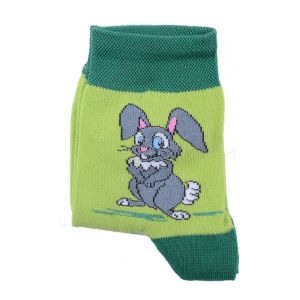 Зелени детски чорапки със сладко зайче