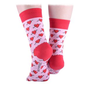 Дамски чорапки със сърца и стрелички за Свети Валентин 
