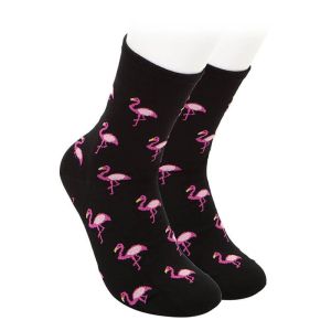 Чорапи със закачливо фламинго - ЧЕРНИ