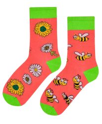 Чорапи Пчели събират мед в цвят мандарина
