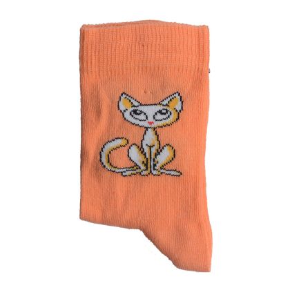 Детски оранжеви чорапки с котенце