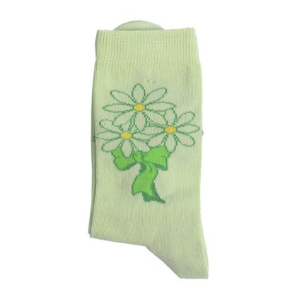 Детски зелени чорапки с голямо цвете