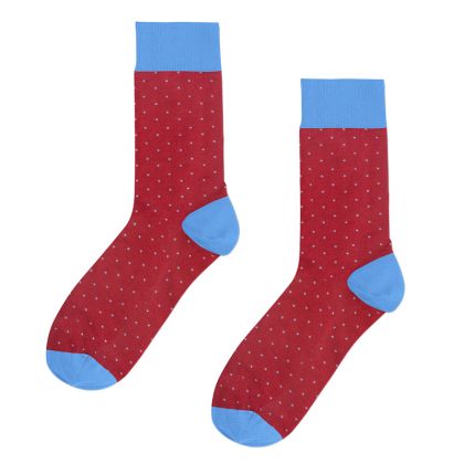 Чорапи бордо на светло сини точки