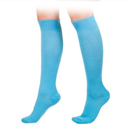 Дамски 3/4 чорапи от дълговлакнест пениран памук СВЕТЛО СИН