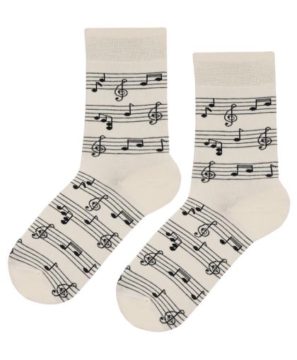 Музикални детски чорапи с ноти екрю