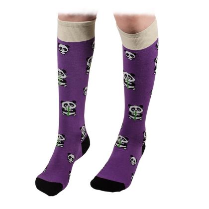 Дамски чорапи до коляното с панди лилави
