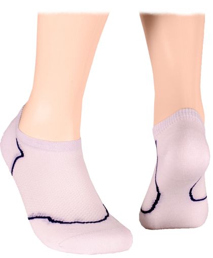 Cotton short socks with mesh – white