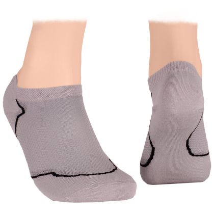 Cotton short socks with mesh – light gray