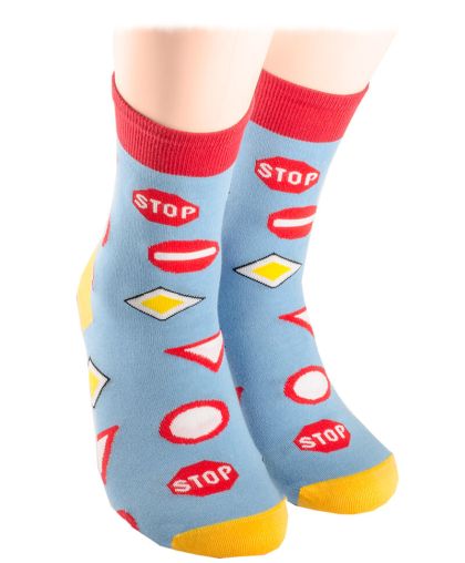 Детски чорапки с пътни знаци - сини
