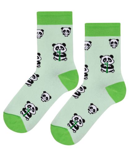 Детски чорапи с панди в зелено