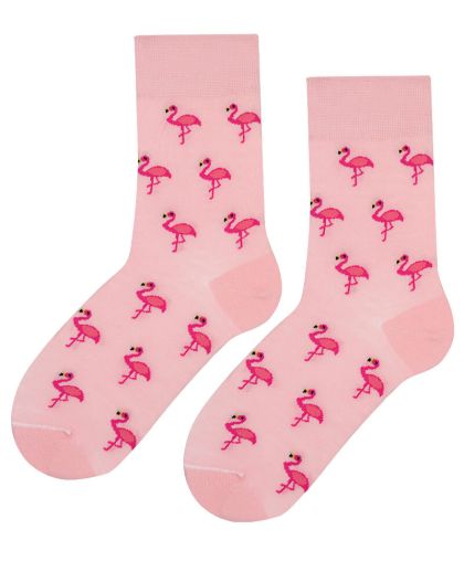 Детски чорапи с фламинго - светло розови