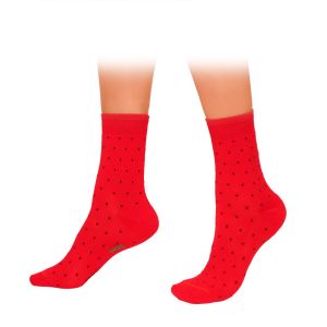Бамбукови дамски чорапи, червени на черни точки