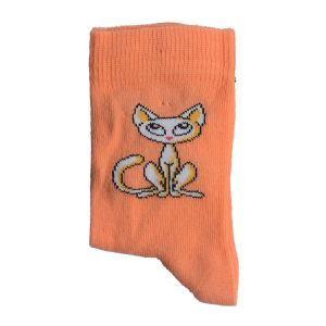 Детски оранжеви чорапки с котенце