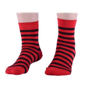 Бамбукови дамски чорапи, черно червени раета