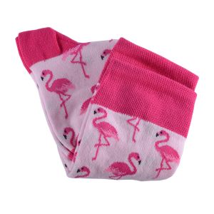 Розови чорапки до коляното с фламинго