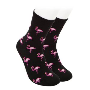 Детски чорапки с фламинго - черно