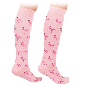 Дамски чорапи три четвърти с фламинго - в розово