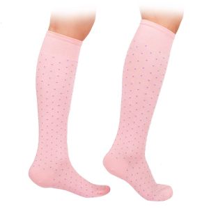 Knee High Pink Socks with purple dots