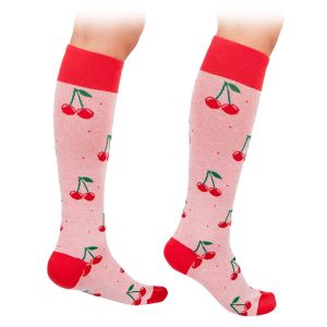 Три четвърти чорапи с череши в розово