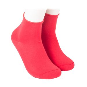 Чорапи БЕЗ ЛАСТИК червени от пениран памук - дамски и мъжки номера 