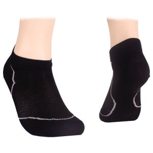 Cotton short socks with mesh – black