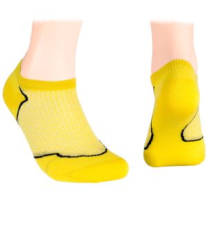 Cotton short socks with mesh - yellow