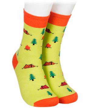 Children's socks with tents and campfire 