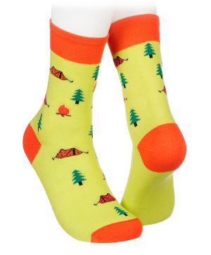 Children's socks with tents and campfire 