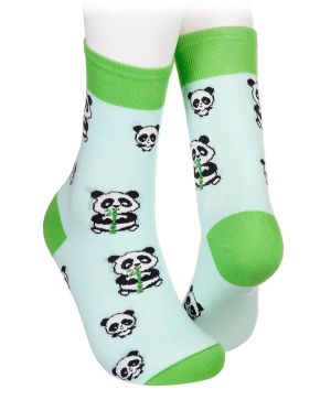 Детски чорапи с панди в зелено