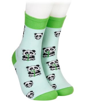 Чорапи с панди в светлозелено
