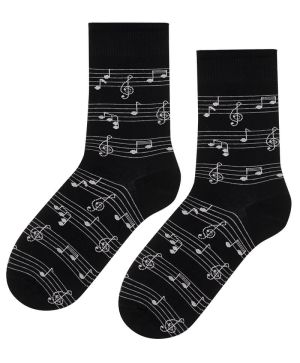 Музикални детски чорапи с ноти - черни