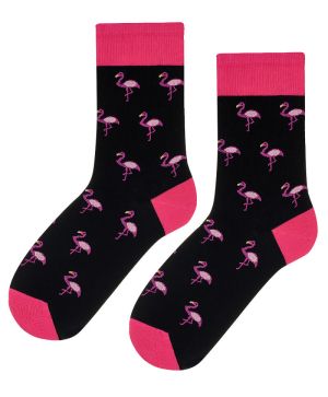 Детски чорапи с фламинго - черни