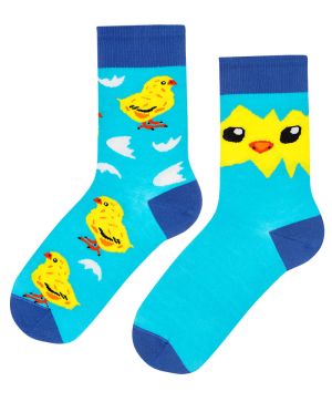Детски чорапи с пилета и яйца - тюркоазени